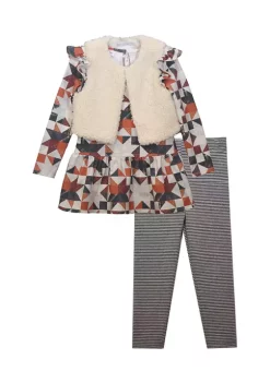 Cheap 🔥 Bonnie Jean 👧 Girls 4-6x Long Sleeve Geometric 3-Piece Set 👍