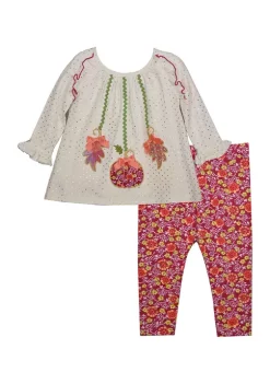 Outlet ⌛ Bonnie Jean Toddler 👧 Girls Pumpkin Floral Set 🔥