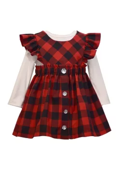 Promo ๐ Bonnie Jean Baby ๐ง Girls Button Front Buffalo Check ๐ Dress โ๏ธ