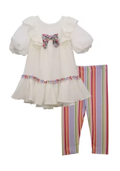 Coupon 🔥 Bonnie Jean Baby 👧 Girls Ruffle Tunic and Striped Leggings Set 🎉