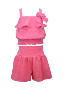 Promo ✨ Bonnie Jean 👧 Girls 4-6x Gauze Short Set ⌛ -Cheap Lars Amadeus Shop Belk 4161