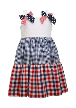 Discount ⭐ Bonnie Jean 👧 Girls 4-6x Bow Shoulder Americana 👗 Dress 🥰 -Cheap Lars Amadeus Shop Belk 4169