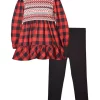 Best Pirce 😍 Bonnie Jean Toddler 👧 Girls Long Sleeve Buffalo Check Top and Ribbed Leggings Set 🤩