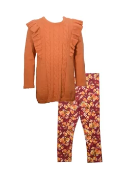 Best Pirce 😍 Bonnie Jean Toddler 👧 Girls Long Sleeve Ruffle Sweater and Pants Set 🔥