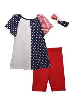 Best deal ⌛ Bonnie Jean 👧 Girls 4-6x Americana Stars and Stripes Set ⭐ -Cheap Lars Amadeus Shop Belk 4206