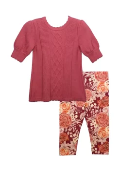 Best reviews of ✔️ Bonnie Jean Toddler 👧 Girls Puff Sleeve Sweater and Floral Leggings Set 🔔