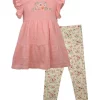 Cheap 🔔 Bonnie Jean 👧 Girls 4-6x Flutter Sleeve Embroidered Top and Printed Leggings Set ⌛