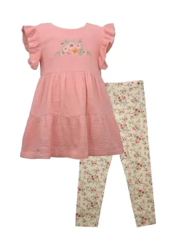 Cheap 🔔 Bonnie Jean 👧 Girls 4-6x Flutter Sleeve Embroidered Top and Printed Leggings Set ⌛ -Cheap Lars Amadeus Shop Belk 4306