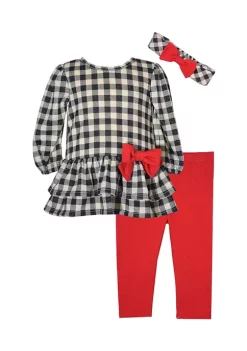 Outlet 🛒 Bonnie Jean 👧 Girls 4-6x Shiny Check Tunic and Pants Set ✨