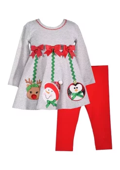 Best deal 🌟 Bonnie Jean Baby 👧 Girls Holiday Appliqué Top and Leggings Set 😀 -Cheap Lars Amadeus Shop Belk 4340