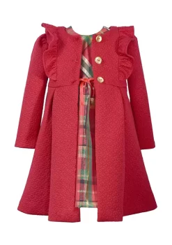 Cheap Lars Amadeus Shop 24 Brand new โค๏ธ Bonnie Jean Toddler ๐ง Girls Plaid ๐ Dress with ๐งฅ Coat โ๏ธ