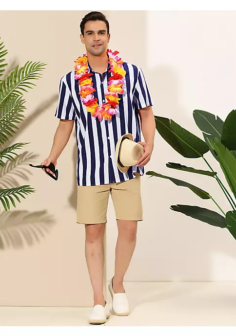 Hot Sale 🎉 Lars Amadeus Men's Stripe 👕 Shirt Short Sleeved Color Block Button Down Beach 👕 Shirt 🎉 3 Hot Sale 🎉 Lars Amadeus Men's Stripe 👕 Shirt Short Sleeved Color Block Button Down Beach 👕 Shirt 🎉 - Image 3