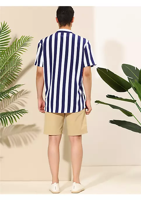 Hot Sale 🎉 Lars Amadeus Men's Stripe 👕 Shirt Short Sleeved Color Block Button Down Beach 👕 Shirt 🎉 5 Hot Sale 🎉 Lars Amadeus Men's Stripe 👕 Shirt Short Sleeved Color Block Button Down Beach 👕 Shirt 🎉 - Image 5