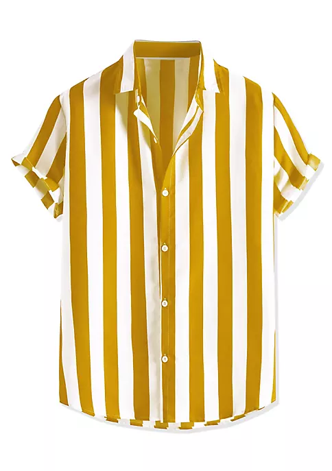 Hot Sale 🎉 Lars Amadeus Men's Stripe 👕 Shirt Short Sleeved Color Block Button Down Beach 👕 Shirt 🎉 9 Hot Sale 🎉 Lars Amadeus Men's Stripe 👕 Shirt Short Sleeved Color Block Button Down Beach 👕 Shirt 🎉 - Image 9