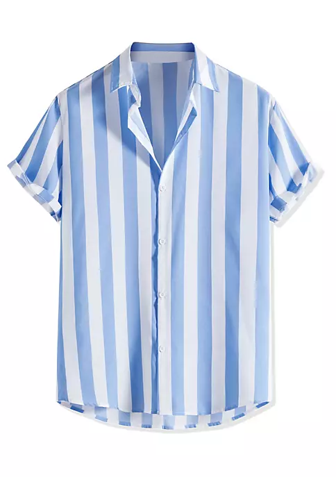 Hot Sale 🎉 Lars Amadeus Men's Stripe 👕 Shirt Short Sleeved Color Block Button Down Beach 👕 Shirt 🎉 10 Hot Sale 🎉 Lars Amadeus Men's Stripe 👕 Shirt Short Sleeved Color Block Button Down Beach 👕 Shirt 🎉 - Image 10