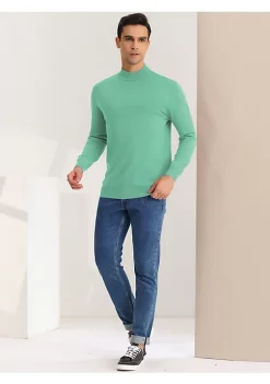 Outlet 😀 Lars Amadeus Men's Mock Neck Sweater Solid Color Classic Long Sleeves Knit Pullover 🧨 -Cheap Lars Amadeus Shop Belk 496