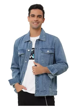 Cheapest ✨ Lars Amadeus Men's Jean Jacket Trucker Casual Lightweight Denim Jackets 😍 -Cheap Lars Amadeus Shop Belk 523