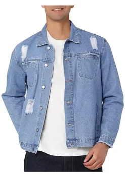 Cheapest ✨ Lars Amadeus Men's Jean Jacket Trucker Casual Lightweight Denim Jackets 😍 -Cheap Lars Amadeus Shop Belk 525