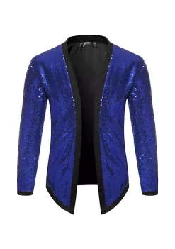 Best Pirce 😀 Lars Amadeus Men's Sequin Cardigan Sparkle Open Front Disco Party Glitter Jacket ⭐