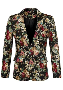 Promo ๐งจ Lars Amadeus Men's Suit Blazer Slim Fit Floral Printed One Button Prom Jacket Sport ๐งฅ Coat ๐ฅ