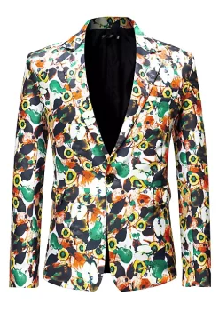 Promo 🧨 Lars Amadeus Men's Suit Blazer Slim Fit Floral Printed One Button Prom Jacket Sport 🧥 Coat 🔥 -Cheap Lars Amadeus Shop Belk 581