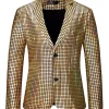 Hot Sale 🔥 Lars Amadeus Men's Sequin Blazer Slim Fit Two Button Disco Party Metallic Sports 🧥 Coat 🎁
