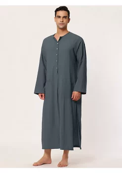 Flash Sale 🎉 Lars Amadeus Men's Nightshirt Cotton Sleep 👚 Shirt Side Split Long Gown with Pockets 🔥 -Cheap Lars Amadeus Shop Belk 611