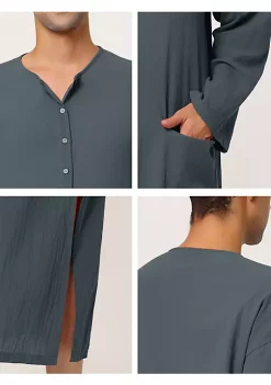 Flash Sale 🎉 Lars Amadeus Men's Nightshirt Cotton Sleep 👚 Shirt Side Split Long Gown with Pockets 🔥 -Cheap Lars Amadeus Shop Belk 613