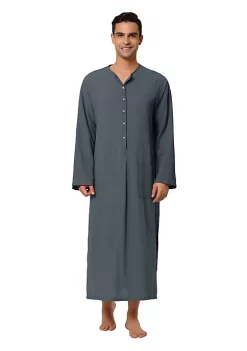 Flash Sale 🎉 Lars Amadeus Men's Nightshirt Cotton Sleep 👚 Shirt Side Split Long Gown with Pockets 🔥 -Cheap Lars Amadeus Shop Belk 614
