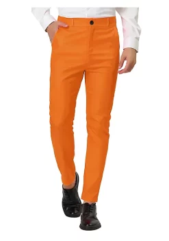 Cheap 💯 Lars Amadeus Men's Slim Fit 👗 Dress Trousers Flat Front Solid Color Skinny Business Pants ⭐