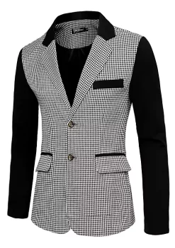 Cheap Lars Amadeus Shop 26 Promo ๐ฏ Lars Amadeus Men's Casual Sport ๐งฅ Coat Pattern Button Up Houndstooth Plaid Blazer ๐