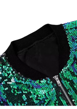 Discount 🤩 Lars Amadeus Men's Varsity Jacket Party Disco Shiny Sparkly Glitter Sequins Bomber Jacket 💯 -Cheap Lars Amadeus Shop Belk 632