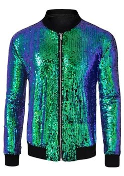 Discount 🤩 Lars Amadeus Men's Varsity Jacket Party Disco Shiny Sparkly Glitter Sequins Bomber Jacket 💯 -Cheap Lars Amadeus Shop Belk 637