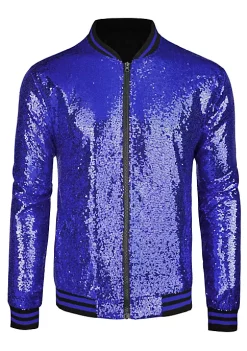 Discount 🤩 Lars Amadeus Men's Varsity Jacket Party Disco Shiny Sparkly Glitter Sequins Bomber Jacket 💯 -Cheap Lars Amadeus Shop Belk 639