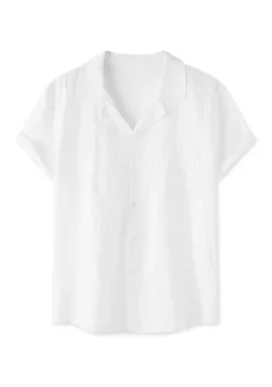 Promo 💯 Lars Amadeus Men's Linen 👕 Shirt 🌞 Summer Casual Camp Collar Short Sleeve Button Down Beach 👕 Shirts ⌛