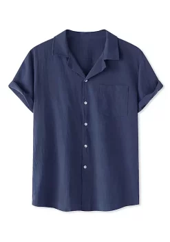 Promo 💯 Lars Amadeus Men's Linen 👕 Shirt 🌞 Summer Casual Camp Collar Short Sleeve Button Down Beach 👕 Shirts ⌛ -Cheap Lars Amadeus Shop Belk 667