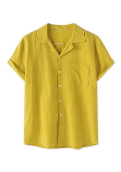 Promo 💯 Lars Amadeus Men's Linen 👕 Shirt 🌞 Summer Casual Camp Collar Short Sleeve Button Down Beach 👕 Shirts ⌛ -Cheap Lars Amadeus Shop Belk 669