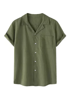 Promo 💯 Lars Amadeus Men's Linen 👕 Shirt 🌞 Summer Casual Camp Collar Short Sleeve Button Down Beach 👕 Shirts ⌛ -Cheap Lars Amadeus Shop Belk 670