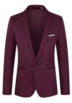 Outlet 🧨 Lars Amadeus Men's Formal Slim Fit Blazer Single Breasted One Button 👗 Dress Suit Sports 🧥 Coat 😉 -Cheap Lars Amadeus Shop Belk 682