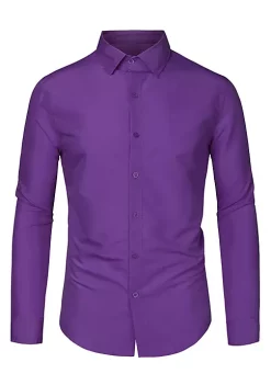 Hot Sale 🔔 Lars Amadeus Men's 👗 Dress 👚 Shirt Regular Fit Long Sleeves Button Down Prom Solid 👚 Shirt 💯