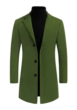 Promo ⌛ Lars Amadeus Men's Trench 🧥 Coat Slim Fit Winter Notched Lapel Single Breasted Long Jacket Overcoat 🤩