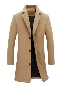 Promo ⌛ Lars Amadeus Men's Trench 🧥 Coat Slim Fit Winter Notched Lapel Single Breasted Long Jacket Overcoat 🤩 -Cheap Lars Amadeus Shop Belk 709