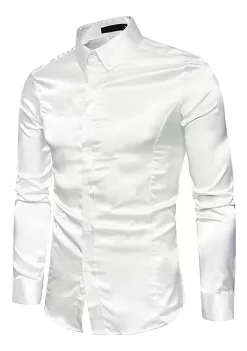 Best Sale 😍 Lars Amadeus Men's Satin Point Collar Long Sleeve Button Down Slim Fit 👗 Dress 👕 Shirts ✨ 21 Best Sale 😍 Lars Amadeus Men's Satin Point Collar Long Sleeve Button Down Slim Fit 👗 Dress 👕 Shirts ✨ -Cheap Lars Amadeus Shop Belk 729