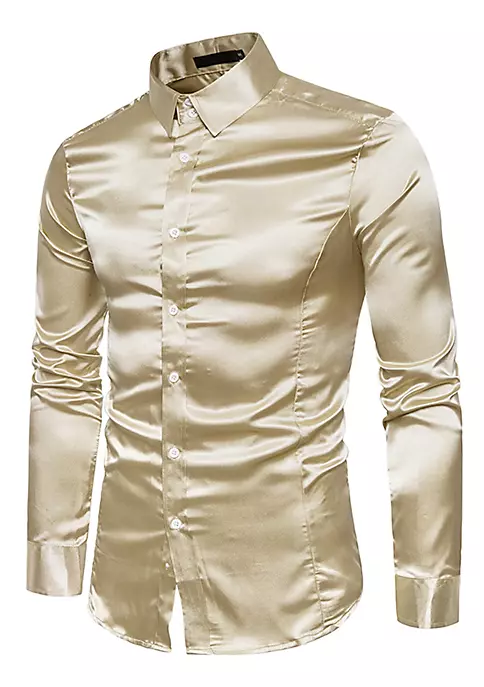 Best Sale 😍 Lars Amadeus Men's Satin Point Collar Long Sleeve Button Down Slim Fit 👗 Dress 👕 Shirts ✨ 9 Best Sale 😍 Lars Amadeus Men's Satin Point Collar Long Sleeve Button Down Slim Fit 👗 Dress 👕 Shirts ✨ - Image 9