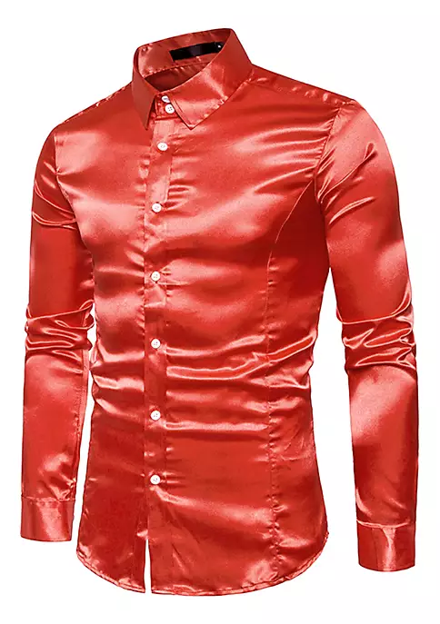 Best Sale 😍 Lars Amadeus Men's Satin Point Collar Long Sleeve Button Down Slim Fit 👗 Dress 👕 Shirts ✨ 14 Best Sale 😍 Lars Amadeus Men's Satin Point Collar Long Sleeve Button Down Slim Fit 👗 Dress 👕 Shirts ✨ - Image 14