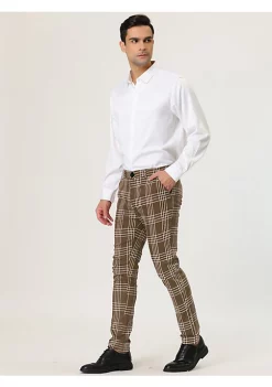 Budget 👏 Lars Amadeus Men's 👗 Dress Plaid Pants Formal Slim Fit Printed Business Checked Trousers 🔔 -Cheap Lars Amadeus Shop Belk 763