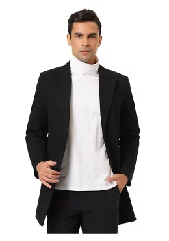 Best Pirce 🛒 Lars Amadeus Men's Winter 🧥 Coat Notch Lapel Single Breasted Two Button Long Pea 🧥 Coat Jacket Overcoat 🛒