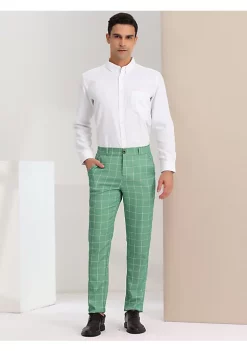 Budget 🎁 Lars Amadeus Men's 👗 Dress Plaid Pants Flat Front Printed Business Check Trousers 🎁 -Cheap Lars Amadeus Shop Belk 785