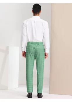 Budget 🎁 Lars Amadeus Men's 👗 Dress Plaid Pants Flat Front Printed Business Check Trousers 🎁 -Cheap Lars Amadeus Shop Belk 787