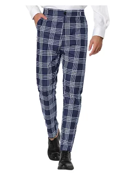 Budget 🎁 Lars Amadeus Men's 👗 Dress Plaid Pants Flat Front Printed Business Check Trousers 🎁 -Cheap Lars Amadeus Shop Belk 788